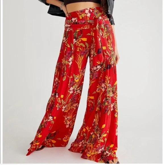 Free People One Aloha Printed Wide Leg Flare Pants - Picture 3 of 7